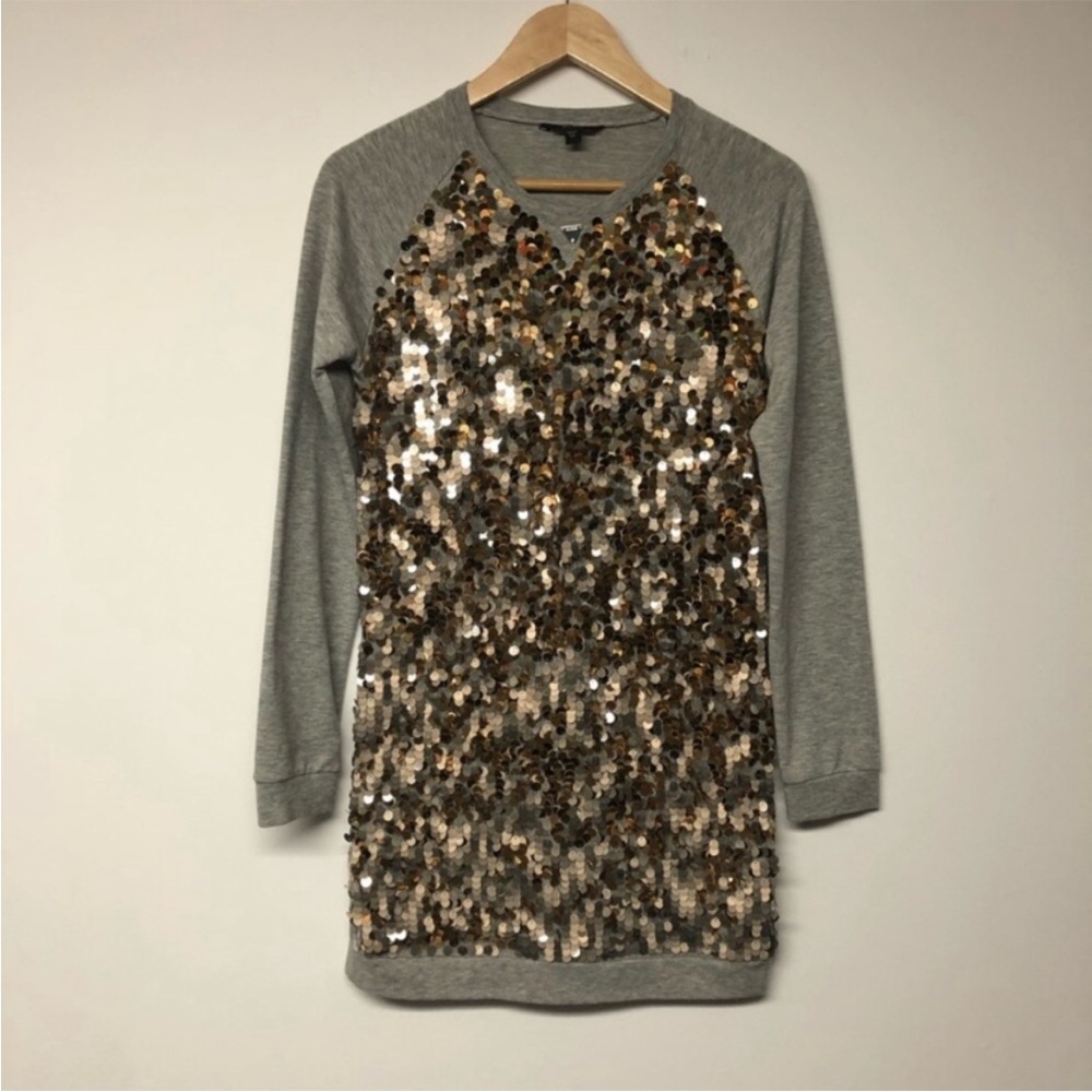 Guess Gold Sequins Sweater MIDI Dress